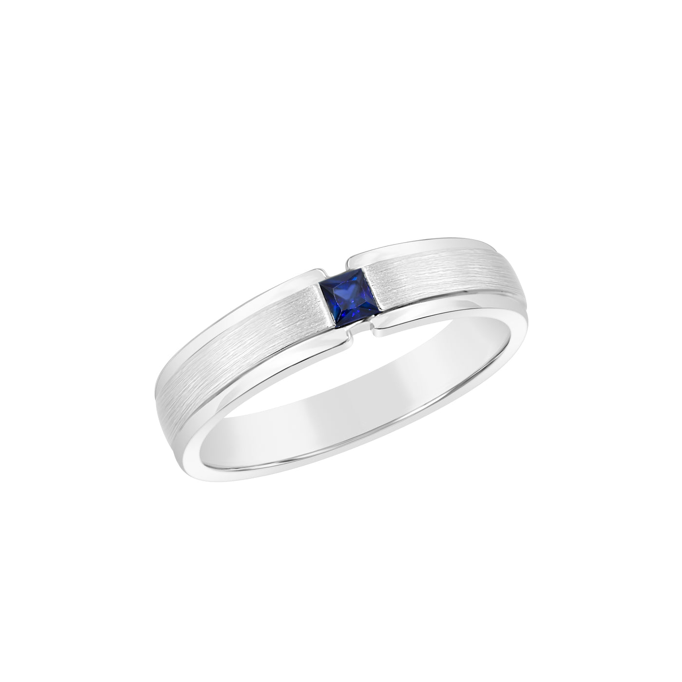 Sterling Silver Gents Ring set with Blue Sapphire