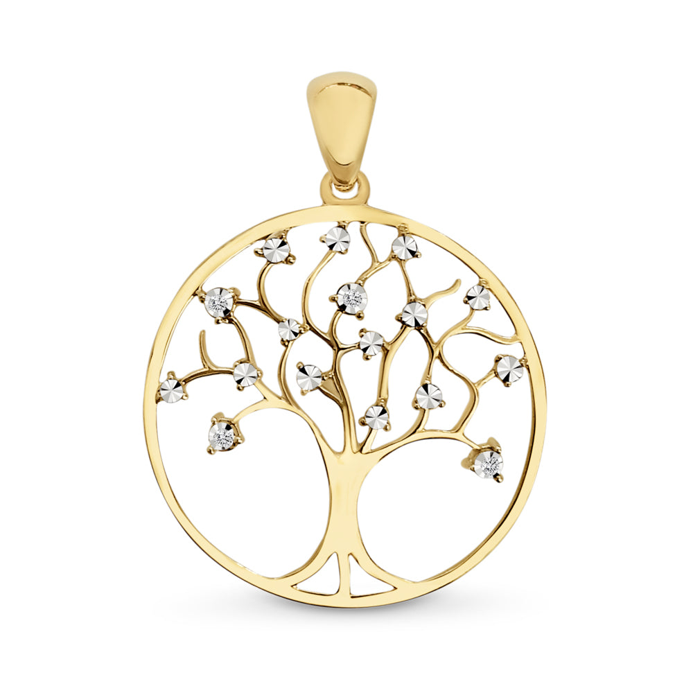9k gold diamond tree pendant