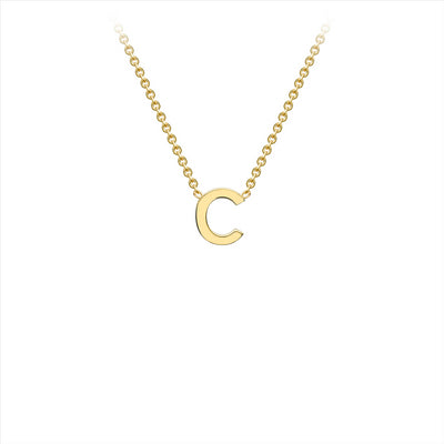 9K Yellow Gold 'C' Initial Adjustable Necklace 38cm-43cm