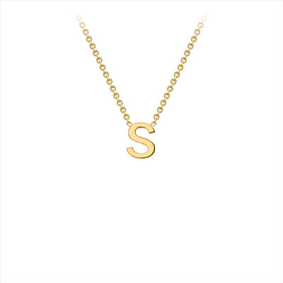 9K Yellow Gold 'S' Initial Adjustable Necklace 38cm-43cm