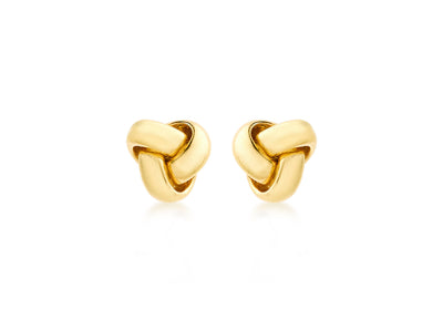 9K Yellow Gold 8mm Knot Stud Earrings