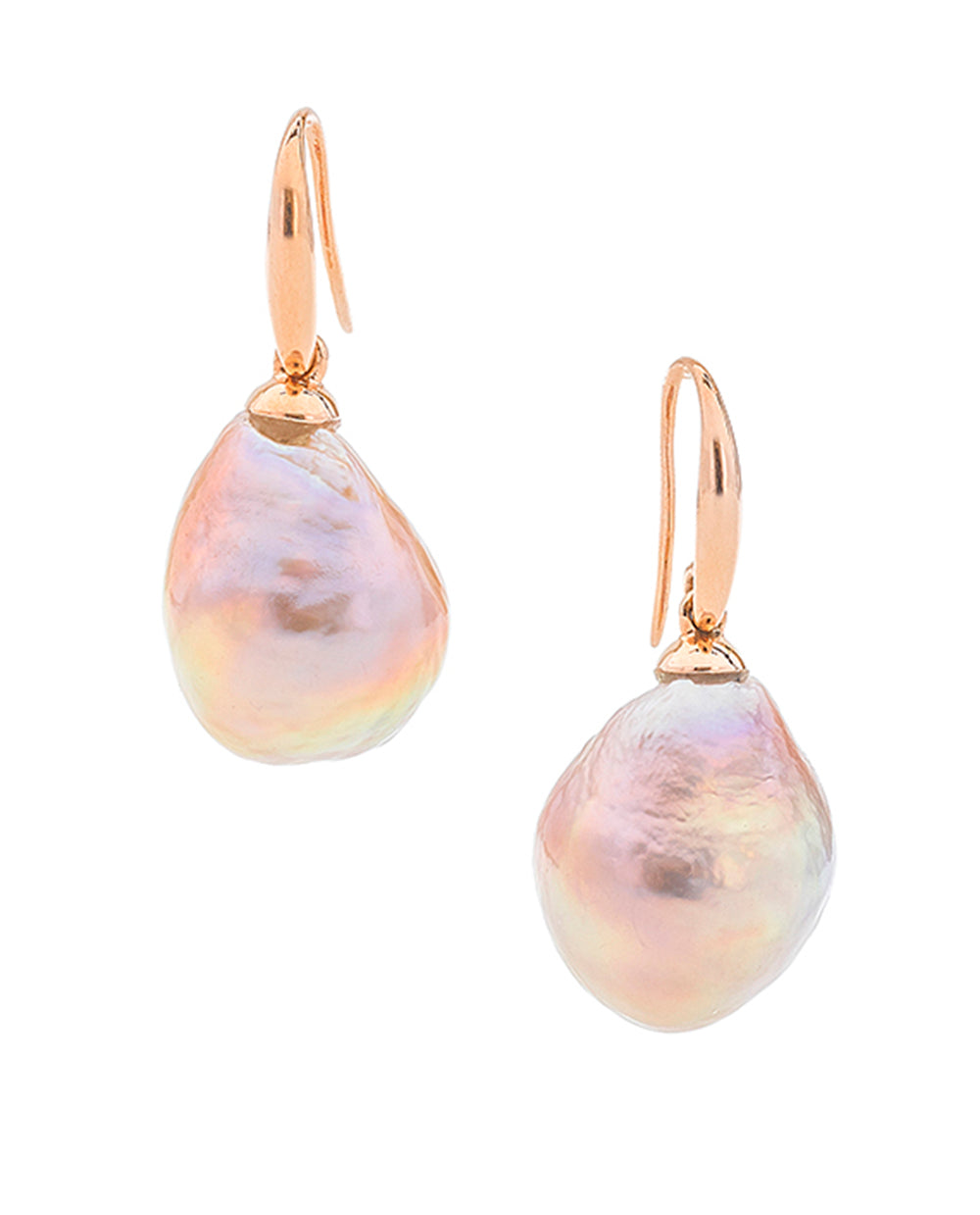 9k Rose Gold Natural Pink Edison Freshwater Pearl Shepherd Hook Earrings