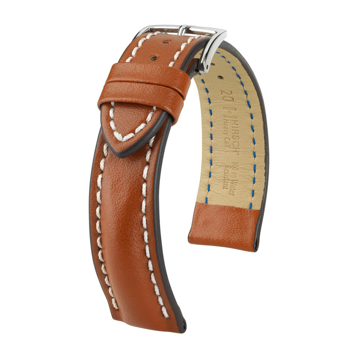 Hirsch Heavy Calf Golden Brown Water-Resistant Calf Leather Watch Band