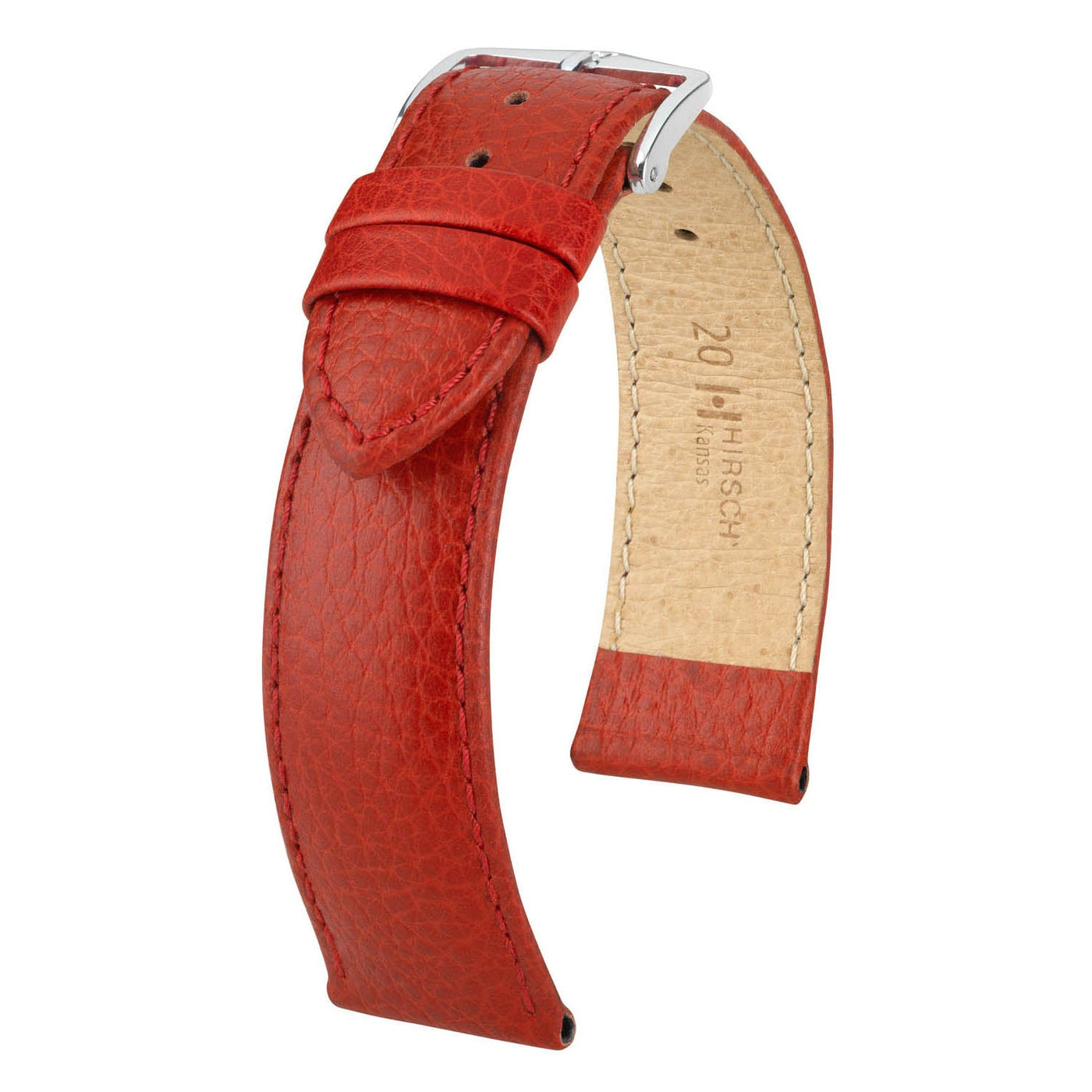 Hirsch Kansas Red Buffalo Embossed Calf Leather Watch Band