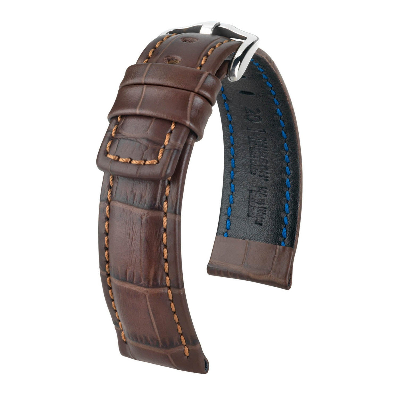 Hirsch Grand Duke Brown Water-Resistant Alligator Embossed Sport Watch Band