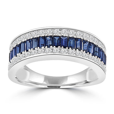 Diamond and Sapphire Ring with 0.50ct Diamonds in 9K White Gold