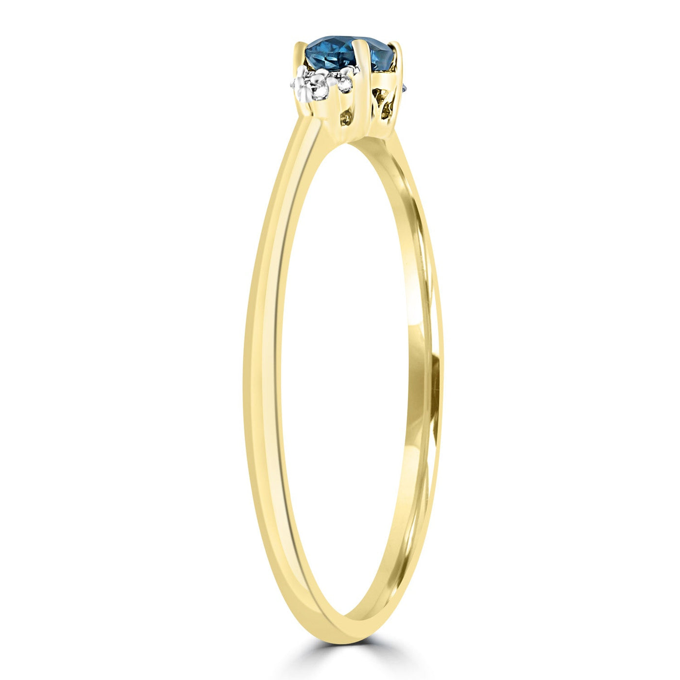 0.03ct HI I1 Diamond and London Blue Topaz Ring in 9K Yellow Gold